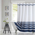 72x90 Inch Extra Long Shower Curtain, Blue and White Ombre Striped Waterproof Fabric, Modern Hotel Spa Design with 12 Rustproof Grommets & Weighted Hem