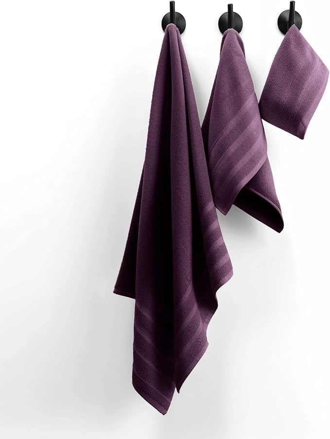 Hearth & Harbor Bath Towels for Bathroom - 100% Ring Spun Cotton Luxury Bathroom Towels - Soft & Highly Absorbent Bath Towels Set, 6 Piece Set, Purple