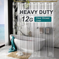 AmazerBath Heavy Duty Shower Curtain Liner 12 Gauge, 72 x 96 Inches Clear Shower Curtain Liner with 3 Clear Stones and 12 Grommet Holes, Weighted Plastic Shower Liner
