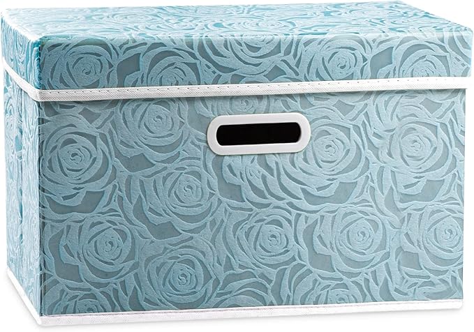 PRANDOM Larger Collapsible Storage Cube with Lid [1-Pack] Fabric Decorative Storage Bins Box Organizer Container Basket with Cover Handles for Bedroom Closet Living Room 17.7x11.8x11.8 Inch