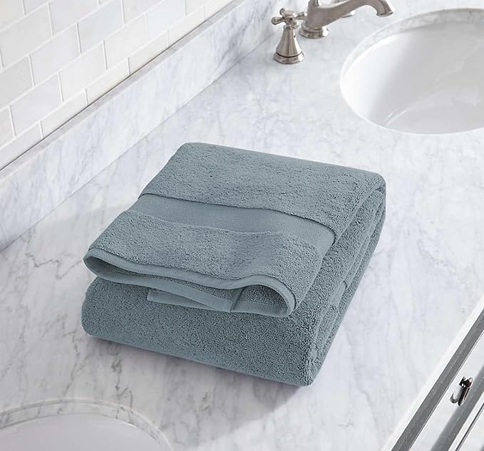 Delara 100% Organic Cotton Towels 650 GSM Plush Feather Touch Quick Dry Towel, 6-Piece Towel Set GOTS Certified, Oeko-Tex Green Certified, 1 Bath Towel, 1 Bath Sheet, 2 Hand Towels & 2 Wash Cloths