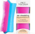 Pet Teezer De-Shedding Dog Brush by Tangle Teezer, Dog Grooming Tool for Long Haired Breeds and Wet or Dry Fur, Large, Blue & Pink