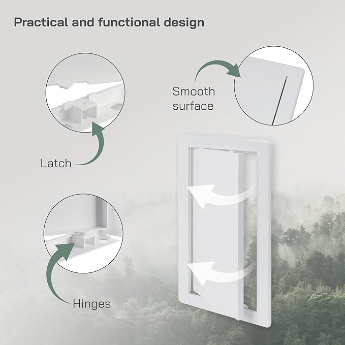 Vent Systems White ABS Plastic - Access Panel 6 x 12 Inch - Pack of 2 - Access Door for Drywall, Wall and Ceiling Electrical and Plumbing Service Wall Hole Cover - Exterior Dimensions 6.6x12.6 Inch