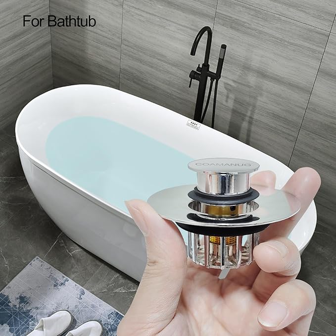 Bathtub Stopper | Shower Drain Hair Catcher, Pop-up Tub Stopper with Strainer | Bathroom Drain Plug | Drain Protector for 1-1/2 to 1-3/4"" Bath Drain Hole