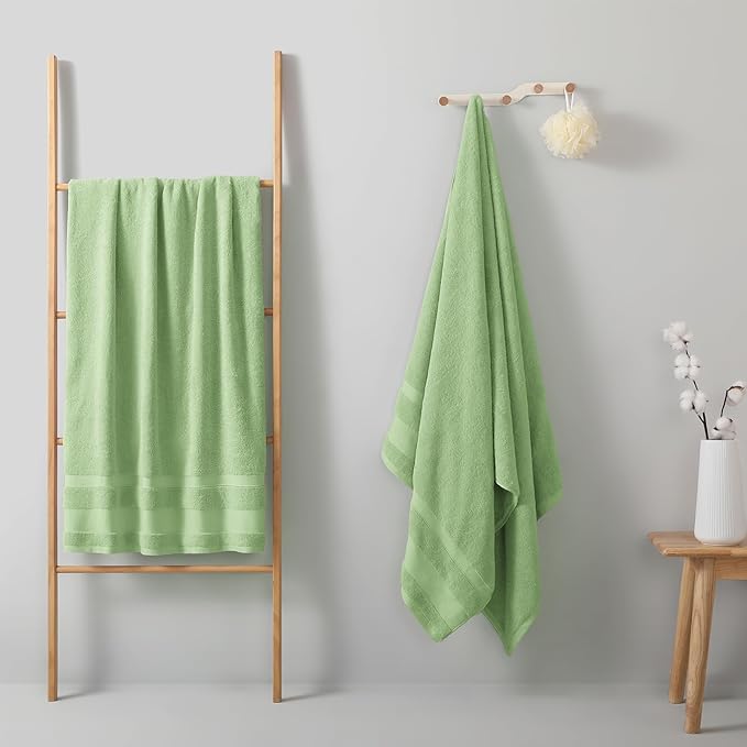 REDKISS 100% Cotton Bath Towels Set of 2, Extra Large Bath Sheets 35 X 70 Inches, 800 GSM, Quick Dry, Ultra Soft & Super Absorbent Bathroom Towel Sets for Bathroom, Gym, Spa, Pool & Hotel, Green