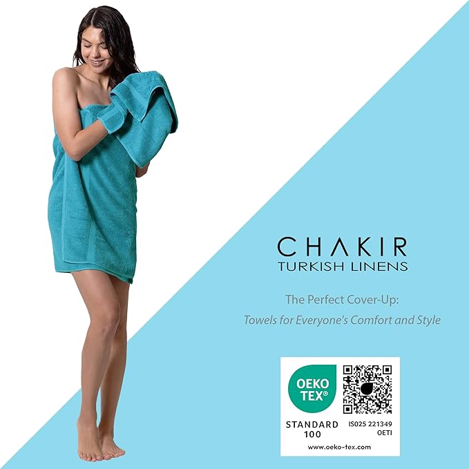 Chakir Turkish Linens, 100% Cotton Premium Quality Turkish Bath Sheets (35''x70'' Large Bath Sheet Towels - Aqua)