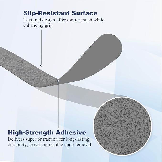 28 PCS Shower Floor Non Slip Stickers with Strong Adhesive, Invisible & Durable Anti Slip Shower Stickers with Scraper for Bath Tub, Pools and Stairs(Grey,Wavy)