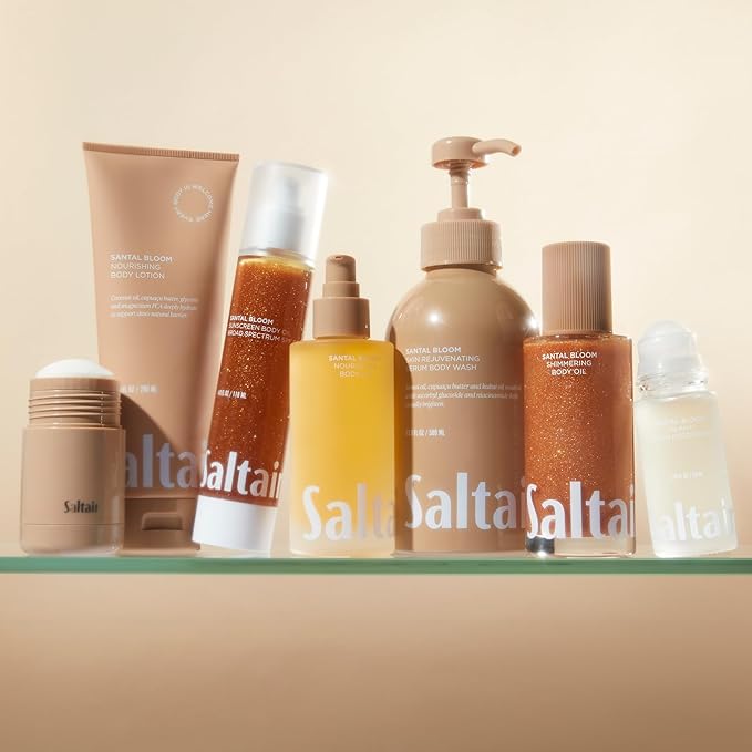 Saltair Body Wash, Santal Bloom 2-Pack. Moisturizing Body Cleanser with Monoi Oil and Cupuacu Butter. Luxury Shower Gel for Women. Vegan, Cruelty-Free Paraben Free. 2x 17oz Pump Bottles