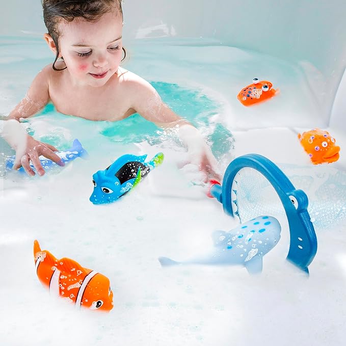 No Hole Mold Free Baby Bath Toys for Toddlers 1-3, Water Toys for 6-12 Months Infants with Storage Bag, Baby Shark Toys for Pool, Bathtub, Beach, Shower, Tub,Ideal Gifts for Kids Boys and Girls