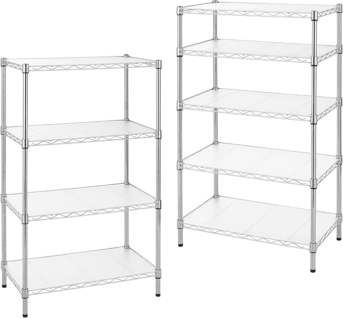 Finnhomy 9-Tier Wire Shelving Unit Adjustable Steel Wire Rack Shelving, 81 Inches Height 9 Shelves Metal Storage Rack, Pantry Shelves for Storage with PE mat, NSF Certified, Chrome