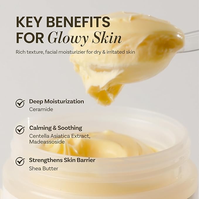 ONGREDIENTS Deep Calming Cream | Daily Face Moisturizer for Dry, Sensitive Skin | Centella Asiatica, Ceramide, Soothing, Skin Barrier, Hydrating | Fragrance-Free, Korean Skincare 1.69 fl Oz