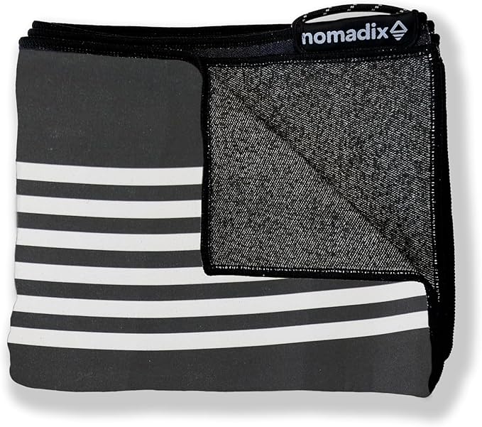 Nomadix Original Towel - Perfect for Beach, Pool, Travel, Camping, Yoga - Made with Recycled Materials - Super Absorbent - Sand Resistant - Poolside Black - 72.5x30
