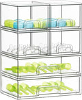 SpaceAid Bottle Storage Organizer Baby - Acrylic Bottles Station Organizer Container, Stackable Clear Drawers for Countertop, Vanity, Bathroom, Cabinet, Pantry Organization, 6 Pack, 4S2L, 15.6"H