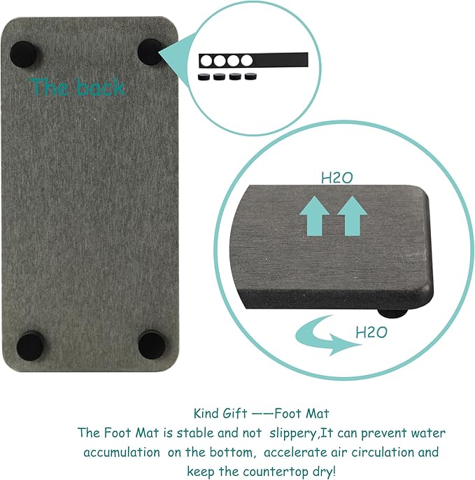 2 Pcs Water Absorbing Stone Trays, Kitchen/Bathroom Sink Soap Dish, Diatomite Tray Used for Hand Soap & Cosmetic Bottles in The Modern Home, 3.15" W x 6.3" L, Dark Gray