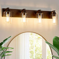 4-Light Bathroom Light Fixtures Modern ORB Vanity Lights for Bathroom Lighting Fixtures Over Mirror with Clear Glass Shade for Cabinet Mirror Bedroom Hallway