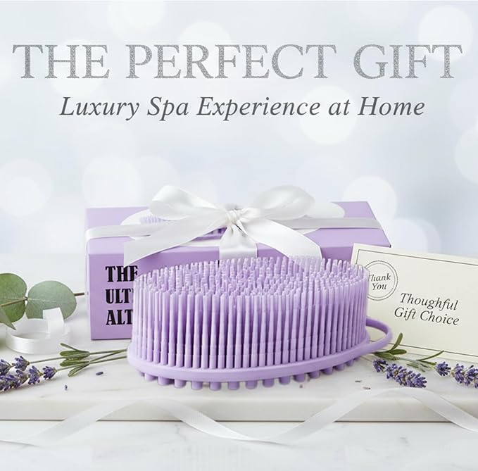 Silver Infused Silicone Body Scrubber Shower - Gentle Back Scrubber Soft Bristles - Avilana Premium Dual Sided Bath Brush Massage - Advanced Material Loofah Alternative - Gift Women Men