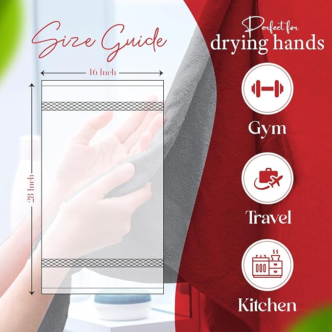 RIVERSIDE 6 Pack Premium Hand Towels Set, 16x28 inches, 100% Ring Spun Cotton, 600 GSM, Soft, Quick Dry and Highly Absorbent, Towels for Bathroom, Kitchen, Gym, Spa - Charcoal