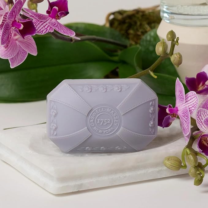 Caswell-Massey Orchid Natural Bar Soap for Women, Moisturizing Body Soap Bar for All Skin Types, Made with Essential Oils & Plant-Based Formula for Soft Skin, 3.5 oz