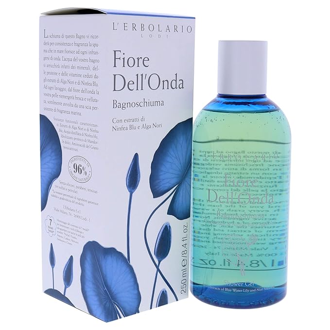 L'Erbolario Shower Gel – Moisturizing Body Wash with Sea Minerals – Toning and Protecting Body Soap for Soft, Velvety Skin - Fiore Dell’Onda - 8.4 oz