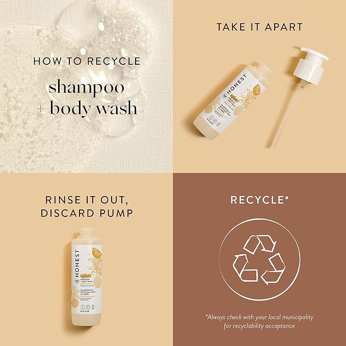 The Honest Company 2-in-1 Cleansing Shampoo Body Wash Gentle for Baby Naturally Derived Tear-free Hypoallergenic Citrus Vanilla Refresh 18 fl oz