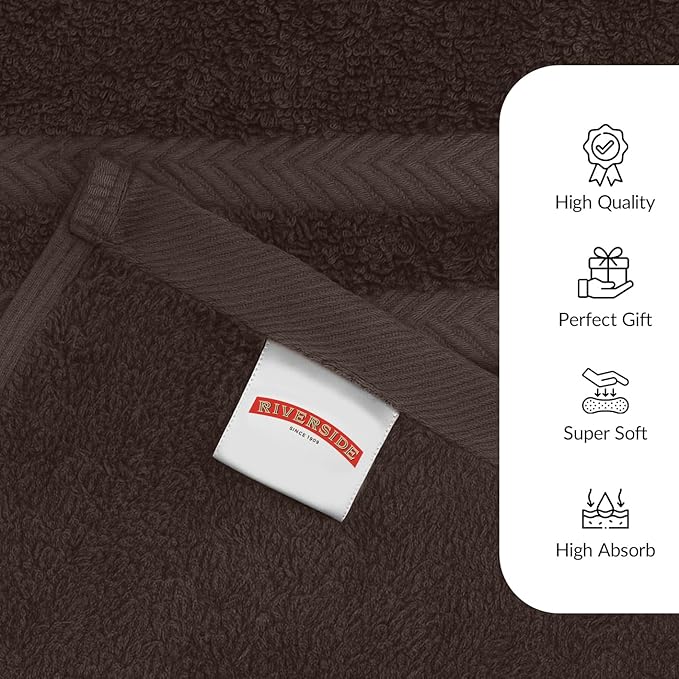 RIVERSIDE Pack of 2 Extra Large Bath Sheets 35 x 70 Inches - 100% Ring Spun Cotton Hotel Quality Oversized Bath Towels - Super Soft, Highly Absorbent & Quicker to Dry - Brown