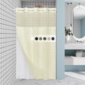 Ivory Stall Hotel Shower Curtain with Detachable Liner - 230GSM Waffle Textured,Hotel Grade,Spa Like Bath Curtain,54W x 80H