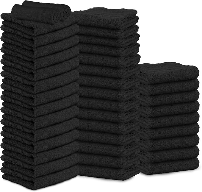 Hand Towels Pack of 40, 100% Cotton, 16 x 27 Inches, Highly Absorbable, Facial, Gym, Hair & Face Towels in Black