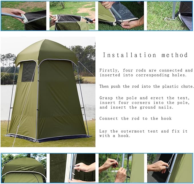 Vidalido Outdoor Camping Shower Tent Easy Setup Privacy Tent Changing Room Portable Camp Shower Tents for Camping with Floor, Waterproof Privacy Shelters Camping Toilet Tent