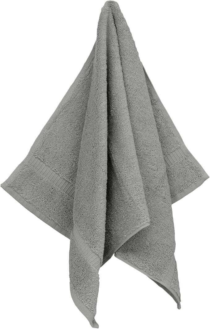 Monogrammed Hand Towel, Personalized Initial Gift, Extra Absorbent 100% Turkish Cotton - Soft Terry Finish - Set of 2 - Silver Block Initial Z - Embroidered on Grey Towels