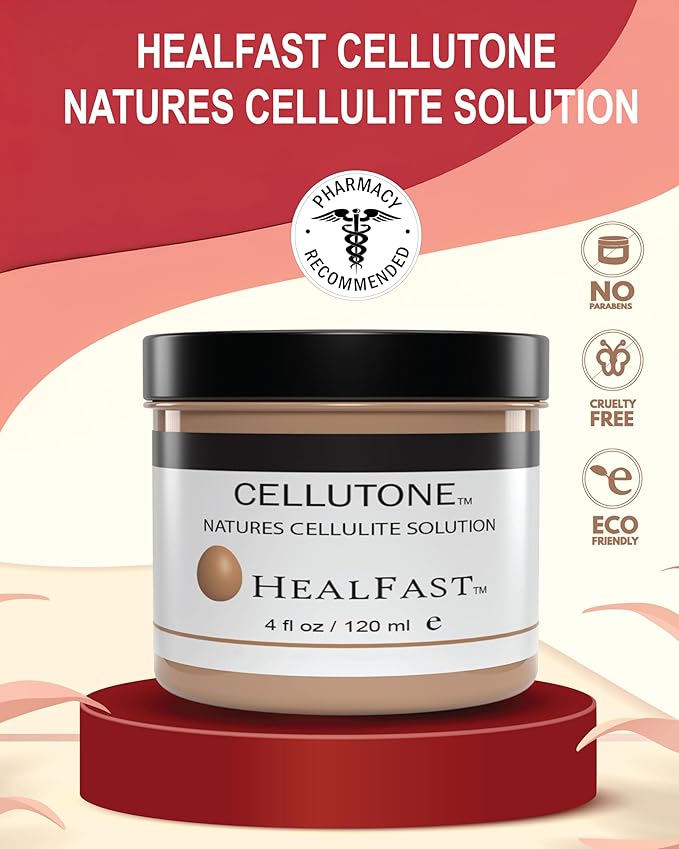 HealFast Cellutone Cellulite Reduction Cream 4 Oz – Suitable for Hips, Thighs, Buttocks, and Abdomen (Not for Face) – Blended with 70+ Egg Vitamins, Minerals, and Proteins