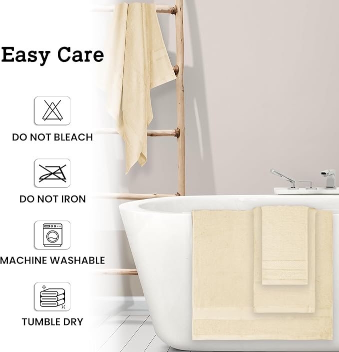 Casa Lino Bath Towel Set of 8 (2 Bath Towels, 4 Wash Cloths & 2 Hand Towels for Bathroom) - 100% Cotton - Highly Absorbent & Quick Dry - Guest Room Essentials for Bathroom Set - (Linen Brown)