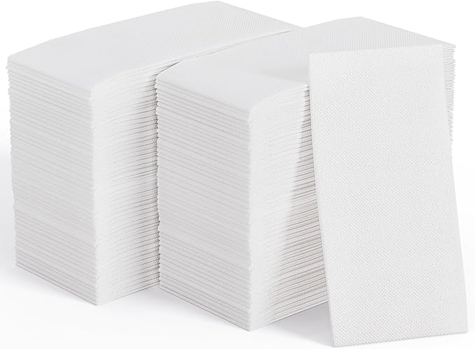 JOLLY CHEF 400 Pack Disposable Paper Napkins, Soft Bathroom Napkins Guest Disposable, 2-Ply White Paper Hand Towels for Halloween, Wedding, Thanksgiving