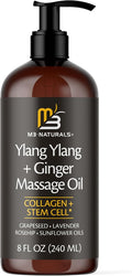 Ylang Ylang + Ginger Lymphatic Drainage Massage Oil – with Collagen & Stem Cells for Circulation, Detox & Cellulite Removal – Body Oil for Muscle Relief, Skin Firming & Relaxation – 8oz by M3 Naturals