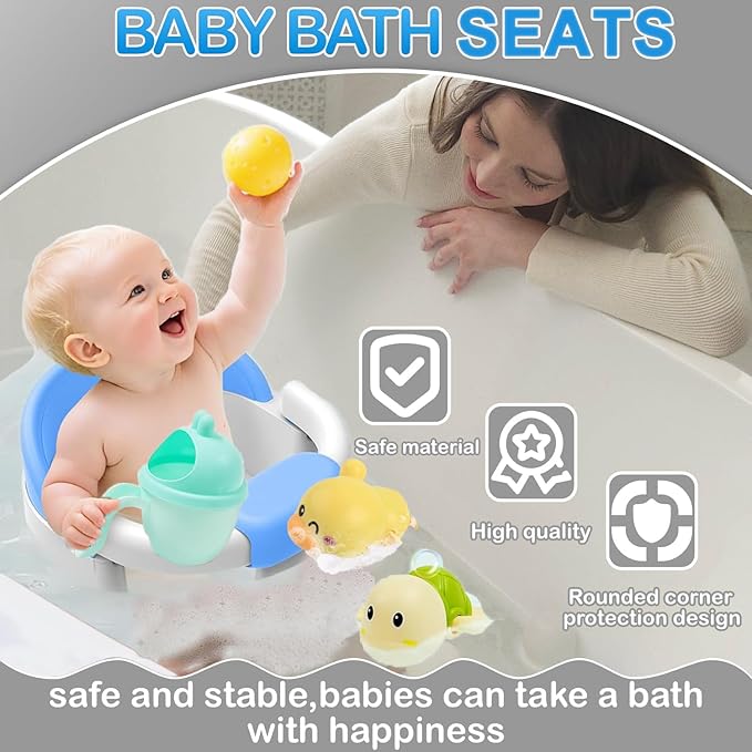 Baby Bath Seat for Babies 6 Months & up, Non-Slip Toddler Bath Seats for Babies Sitting Up,Safe Infant & Newborn Baby Bath Chair Support for Bathtub/Living Room/Shower Room, Blue