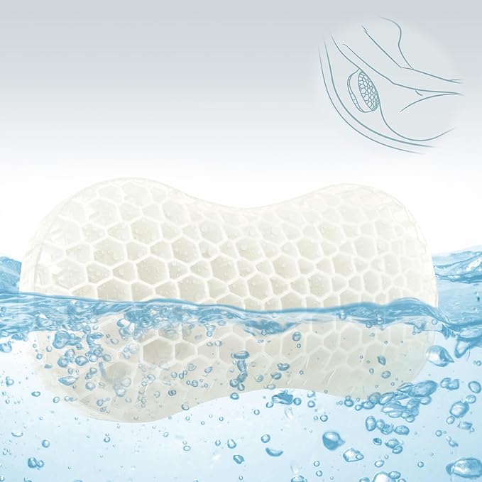 Sunlit Bath Jello Mini Gel Bath Pillows, Lumbar Pillow for Bathtub, Back Support Pillow, Gel Pillow with Non-Slip Suction Cups for Lumbar, Back Rest Support, Transparent White