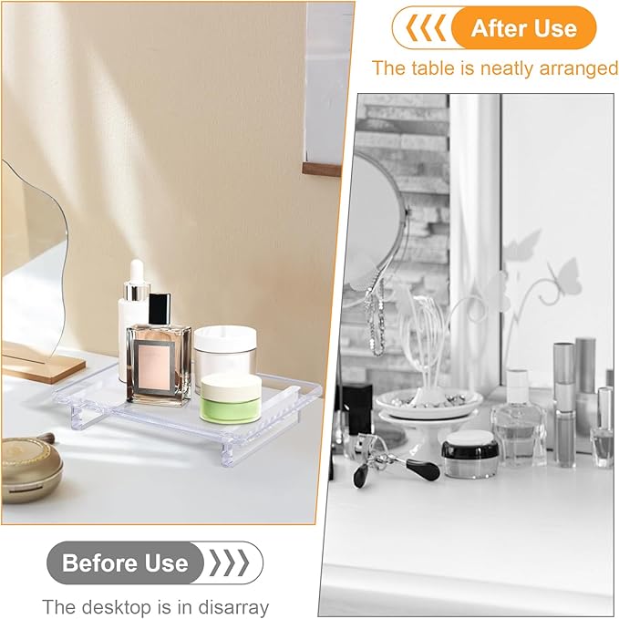 2 Pack Acrylic Soap Dish Tray 9"×5.9"×1.5" – Clear Waterproof Counter-top Organizer for Bathroom, Kitchen, Vanity, Soap, Plants, Candles (Large)