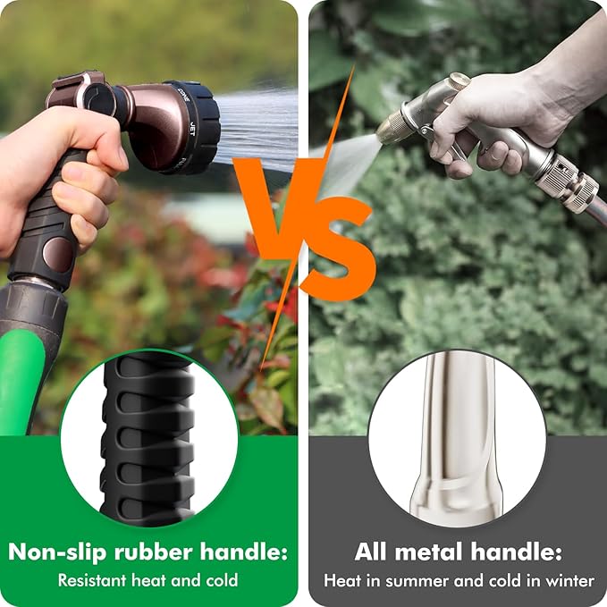 RESTMO Heavy Duty Hose Nozzle, Metal Garden Water Hose Sprayer with 7 Watering Patterns, Thumb Control, On Off Valve, High Pressure Nozzle Sprayer for Watering Plants, Car and Pet Washing