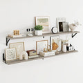 Dreamland 8 inch Deep Floating Shelves for Wall, 55W x 8D Wall Mounted Shelves Set of 2, Wide Display Ledge Shelf with Sturdy Metal Brackets for Living Room, Bathroom, Bedroom and Kitchen, Grey