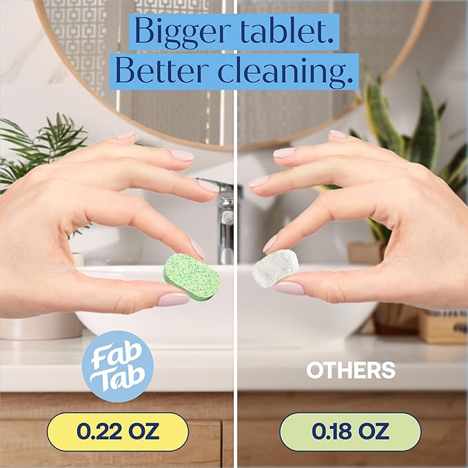 Fab Tab Bathroom Cleaner, Eco-Conscious Cleaning Tablets for Sparkling Bathrooms, Powerful Grime Remover, Citrus Scent, No Harmful Chemicals, Economical Refills - 4 Tablets (Bottle not included)