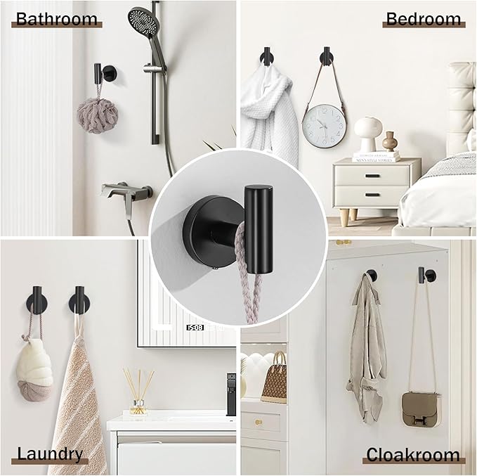 Matte Black Towel Bar Set Bathroom Hardware Set, 4-Piece Towel Holder Set for Bathroom SUS304 Stainless Steel Bathroom Accessory Set 19.68 in
