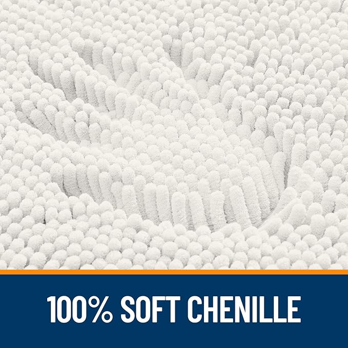 OLANLY Bathroom Rugs 44x24, Extra Soft Absorbent Chenille Bath Rugs, Rubber Backing Quick Dry, Machine Washable Bath Mats for Bathroom Floor, Tub and Shower, Home Decor Accessories, Ivory