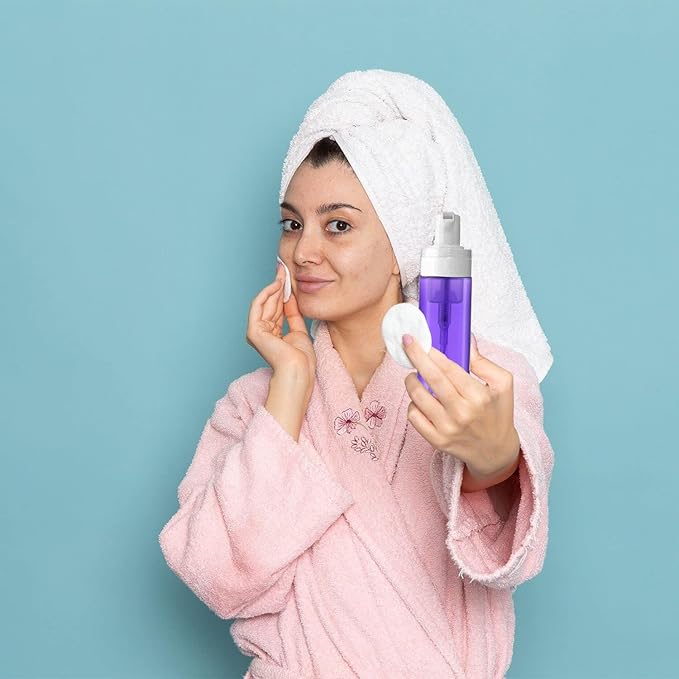 3-Pack Travel-Sized Foaming Pump Bottles - Empty Foaming Liquid Soap Dispensers - for Refillable Travel Hand Soap Shampoo Foaming Castile Cosmetics - BPA Free (100ml/3.3oz) (Purple)