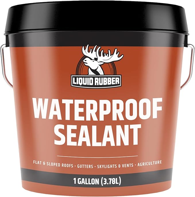 Liquid Rubber Waterproof Sealant – DIY Leak Repair Coating for Flat, Metal & Low Slope Roofs, Foundations, Gutters & More – Flexible Protective Membrane - Black - 1 Gallon