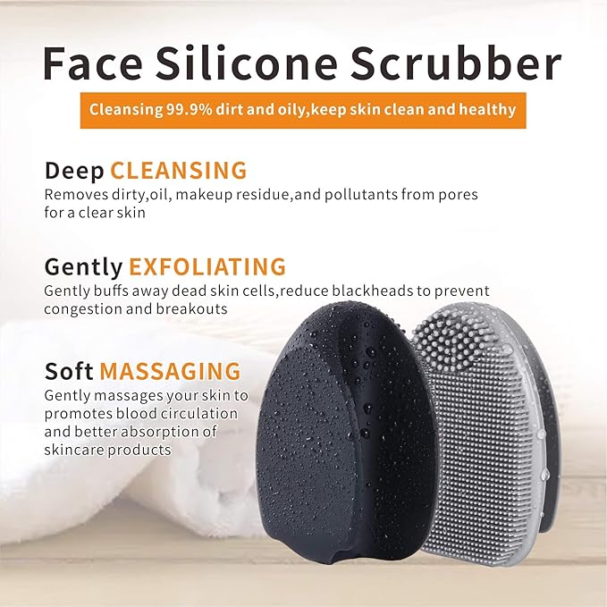 Soft Silicone Face Scrubber,Facial Cleansing Brush,Facial Exfoliation Scrub for Massage Pore Cleansing Nose Blackhead Remover Deep Scrubbing for All Kinds of Skins Men and Women