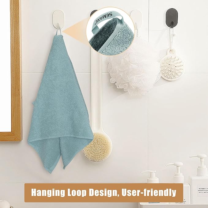 SEMAXE 18-Piece Blue Bath Towel Set - 6 Bath/Hand/Wash Towels with Hanging Loops | Value Pack, 100% Cotton Ultra Absorbent | Hotel Quality at Wholesale Price