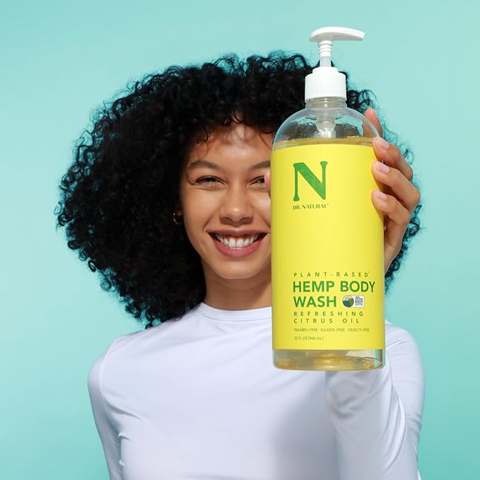 Dr. Natural Hemp Body Wash, Citrus, 32 oz - Pure Plant-Based Body Wash - Deep Cleansing and Moisturizing with Organic Shea Butter - Enriched with Hemp Seed Oil - Suitable for Sensitive Skin