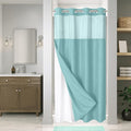 Stall No Hooks Needed Linen Textured Shower Curtain with Snap-in Fabric Liner Set,Hotel Luxury Decor Farmhouse Shower Curtains for Bathroom,Waterproof & Washable,54Wx80H,Teal