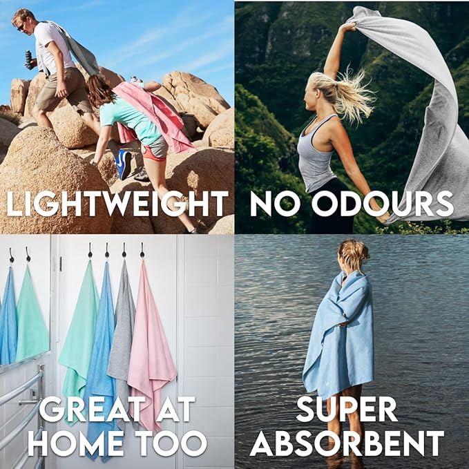 Dock & Bay Beach Towel - Quick Dry, Sand Free - Compact, Lightweight - 100% Recycled - Includes Bag - Essential - Meadow Lilac, Large (160x90cm, 63x35)