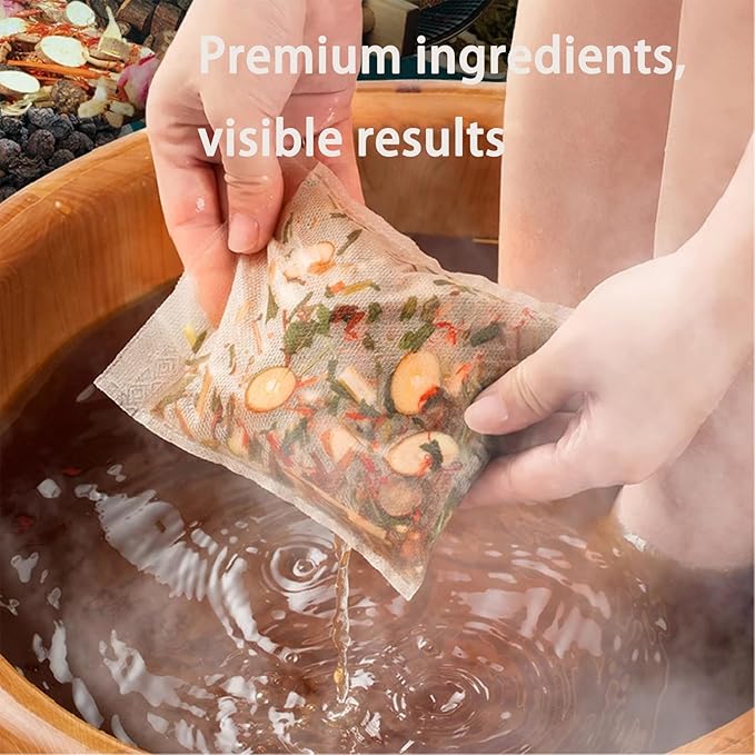 30 Pack Natural Plant Blend Detox Foot Soak Spa with Ginger - 900g Natural Chinese Herbs Foot Care and Foot Detox Soak for Home Wellness Routine 同仁堂艾草泡脚药包足浴包 (32 Ounce, 16 flavors)