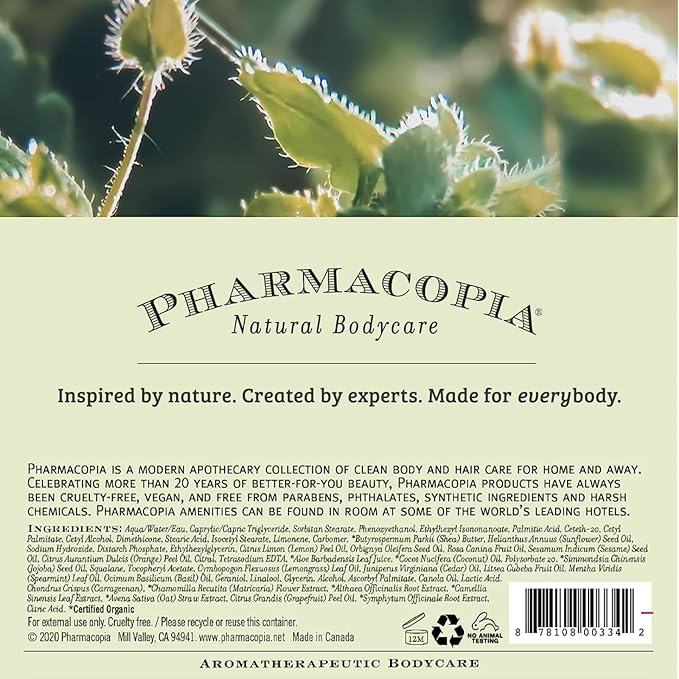 Pharmacopia Verbena Body Wash - Natural Shower Gel, Moisturizing and Nourishing Body Cleanser - Infused with Organic Aloe Vera, Coconut Oil, and Green Tea Extract - Vegan, and Cruelty-Free, 16 oz